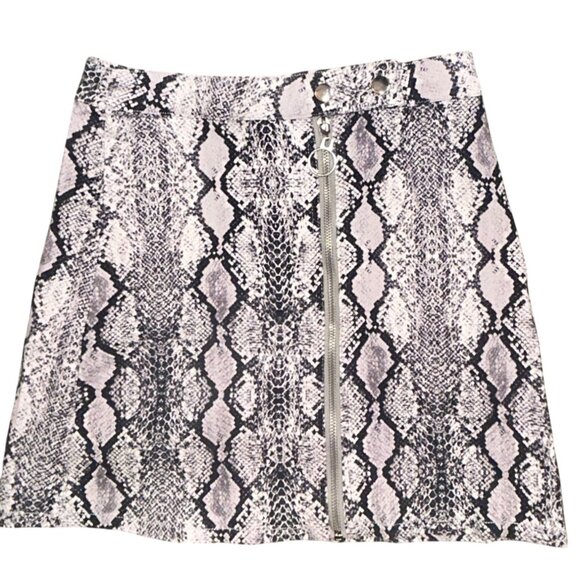 Altar'd State Front Zip Snakeskin Print Mini Skirt Small Y2K Rave 90s - Picture 7 of 10